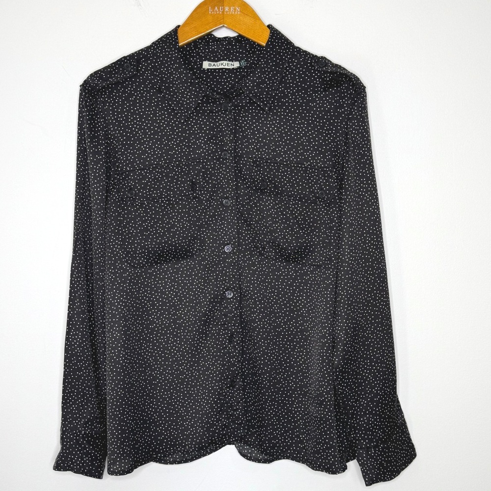 Baukjen Button Front Top Black White Dots Womens Size‎ 12